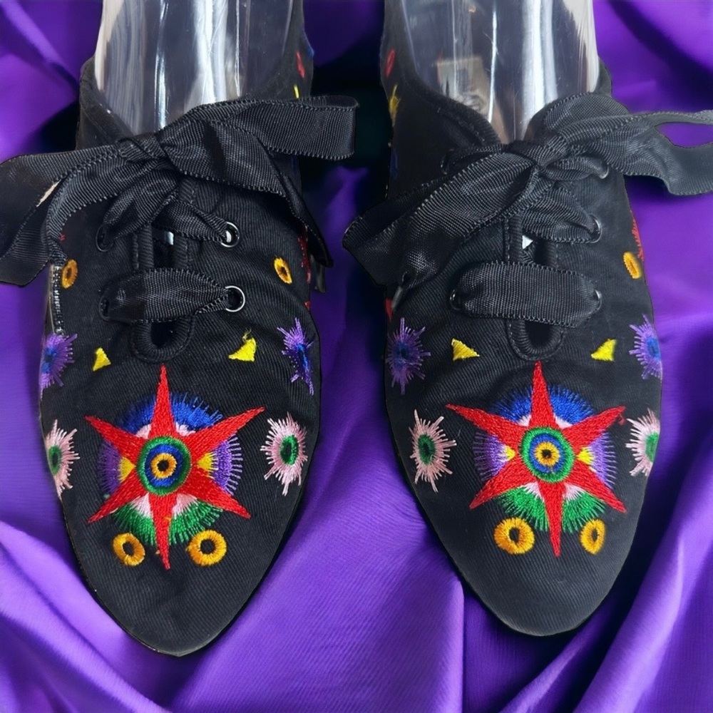 Vintage Prima Pillows Bold Colorful Embroidered Shoes